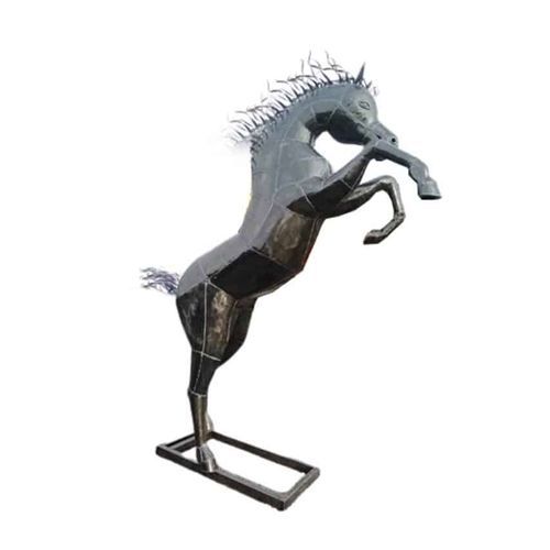 Metallskulptur - HORSE - GrandDécor - für Außenbereich / bodenstehend / silberfarben