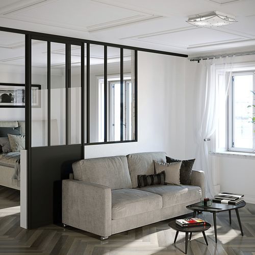 Festinstallierte Trennwand - KITV30 - SEED - mit Glasfront / Aluminium / Glas