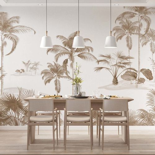Tapete / minimalistisches Design - OASIS EXOTIQUE MONOCHROME - Kam et Leon - Vlies / Vinyl / Tiermotiv