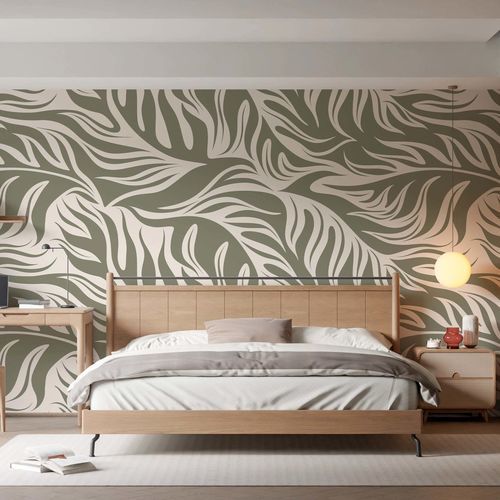 Moderne Tapete - FEUILLAGE GRAPHIQUE - Kam et Leon - Vlies / Kunststoff / Naturmotiv