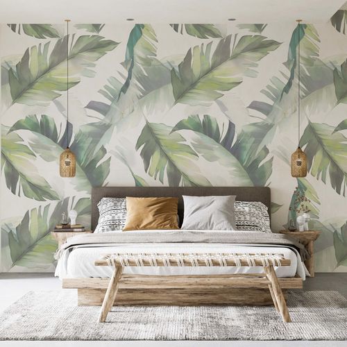 Tapete / biophiles Design - FEUILLES TROPICALES AQUARELLE - Kam et Leon - Vlies / Vinyl / Blumenmotiv
