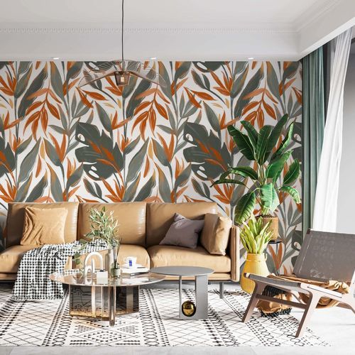 Moderne Tapete - FEUILLAGE SOLAIRE - Kam et Leon - Vlies / Vinyl / Blumenmotiv