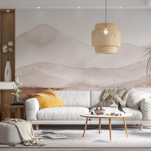 Vliestapete - MONTAGNES AQUARELLE - Kam et Leon - Kunststoff / Vinyl / Panorama