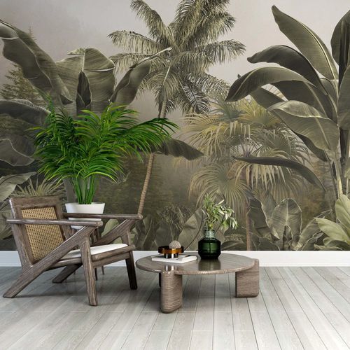 Moderne Tapete - FOR&Ecirc;T TROPICALE LUXURIANTE - Kam et Leon - Vlies / Vinyl / Blumenmotiv