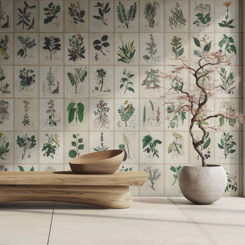 Tapete / biophiles Design - HERBIER - Kam et Leon - Vlies / Vinyl / Blumenmotiv