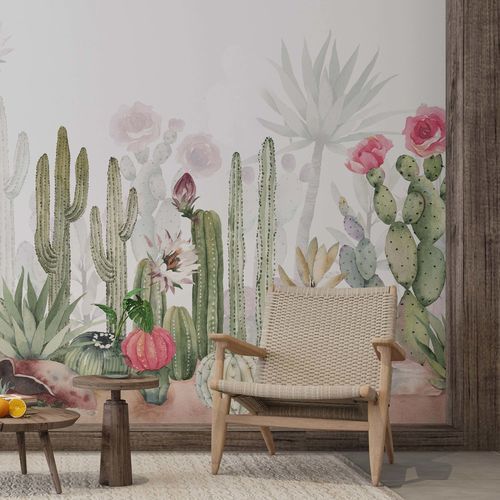 Moderne Tapete - JARDIN DE CACTUS - Kam et Leon - Vlies / Vinyl / Naturmotiv