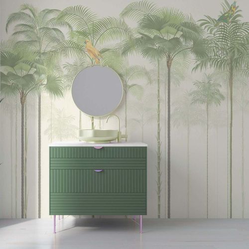 Tapete / biophiles Design - EXOTIQUE &Eacute;VASION SOUS LES PALMIERS - Kam et Leon - Vlies / Vinyl / Blumenmotiv