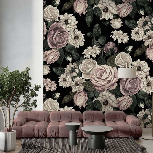 Moderne Tapete - ROSES ROMANTIQUES - Kam et Leon - Karton / Vinyl / PVC