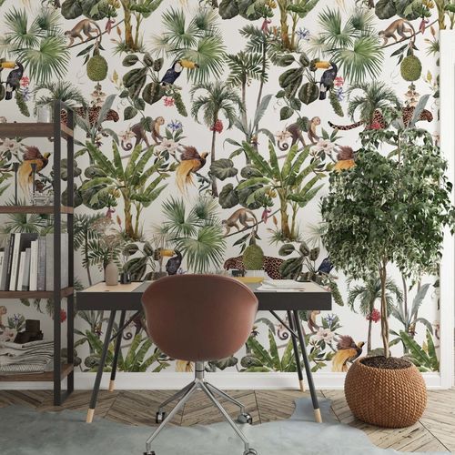Tapete / biophiles Design - JUNGLE SAUVAGE - Kam et Leon - Vlies / Vinyl / Tiermotiv