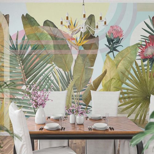 Moderne Tapete - TROPICAL - Kam et Leon - Karton / Vinyl / Streifenmuster
