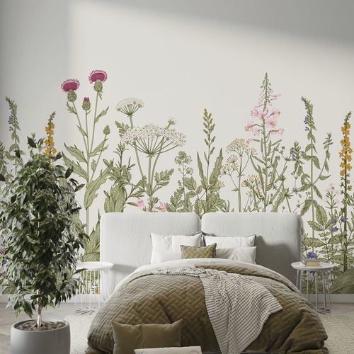 Moderne Tapete - JARDIN SAUVAGE - Kam et Leon - Vinyl / Blumenmotiv / Naturmotiv