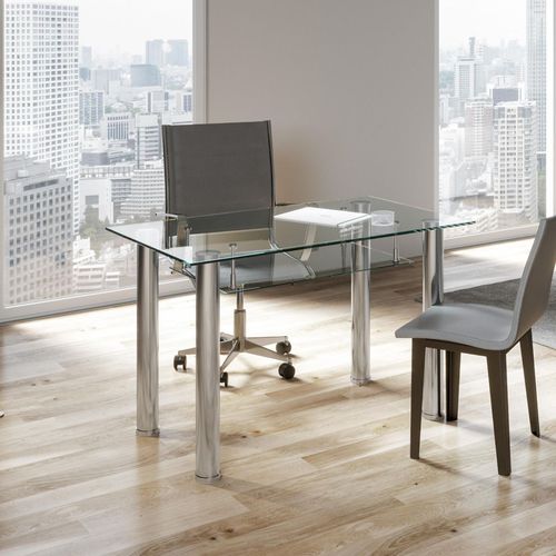 Bodenstehender Schreibtisch - Print - Itamoby - für 2 Personen / modern / Hartglas