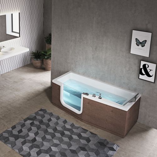 Freistehende Badewanne - IRIS - NOVELLINI - für Wohnungen / Holz / Acryl