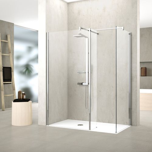 Einflügelige Duschwand - KUADRA H7 - NOVELLINI - für Eckeinbau / Hartglas / für professionellen Gebrauch