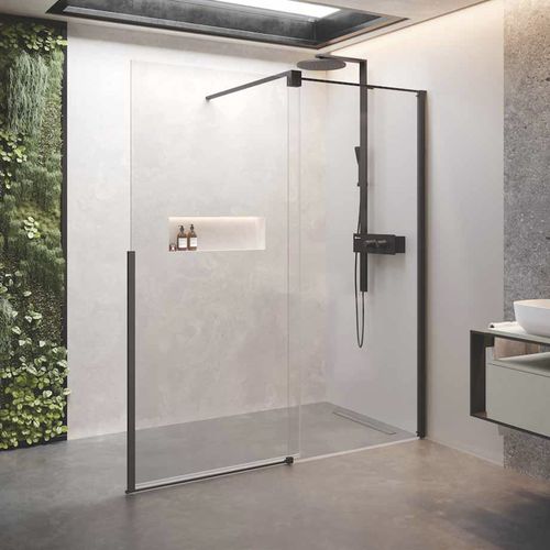 Schiebeduschwand - H STYLE - NOVELLINI - für Eckeinbau / Hartglas / maßgefertigt