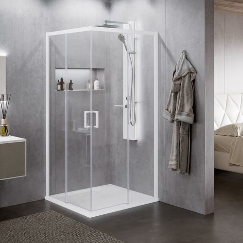 Festinstallierte Duschwand - ZEPHYROS 2.0 AH - NOVELLINI - für Eckeinbau / für Eckeinbau / Hartglas