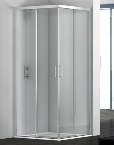 Schiebeduschwand - FEA1 - pdplan - für Eckeinbau / Hartglas