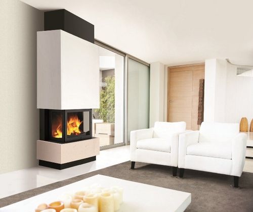 Holz-Kaminofen - TRIPTIC - BRISACH SAS - mit 3 Sichtseiten / modern / Metall