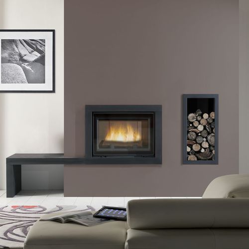 Multibrennstoff-Kamin - ALINEA - Cheminées de Chazelles - Einbau / Einseitig / geschlossene Feuerstelle