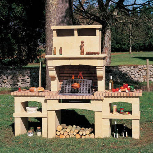 Holz-Gartengrill - VOUGEOT - Cheminées de Chazelles - festinstalliert / Stein