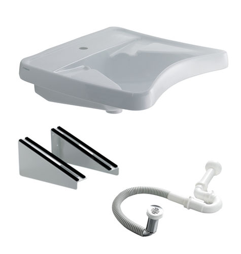 Wand-Waschbecken - 60001 - PRESTO - Keramik / behindertenfreundlich / rechteckig