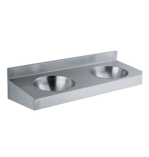 Wand-Waschbecken - 71024 - PRESTO - Edelstahl / mit integrierter Waschtischplatte / doppelt