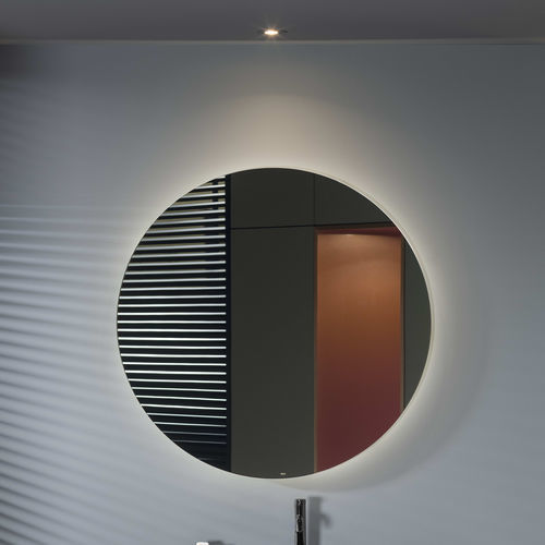 Wandmontierter Spiegel - LUNA - ROCA - modern / rund / grau