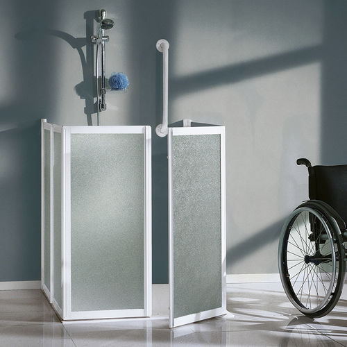 Faltbare Duschwand - B3636 - SAMO - für Nischen / Hartglas / Milchglas