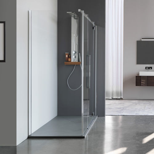 Festinstallierte Duschwand - B9170 - SAMO - rechteckig / für Eckeinbau / Hartglas