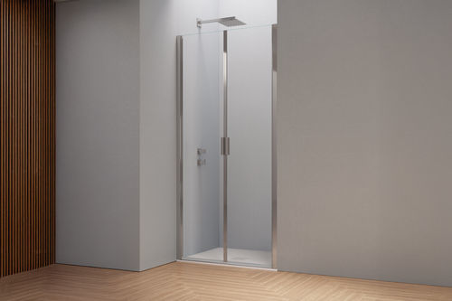 Flügeltüren-Duschwand - POLARIS SUPER - SAMO - Hartglas / satiniertes Glas / aus getöntem Glas