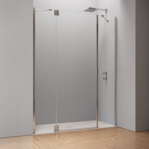 Einflügelige Duschwand - Hinged door with two inline fixed panels B3150 - SAMO - rechteckig / für Nischen / Hartglas