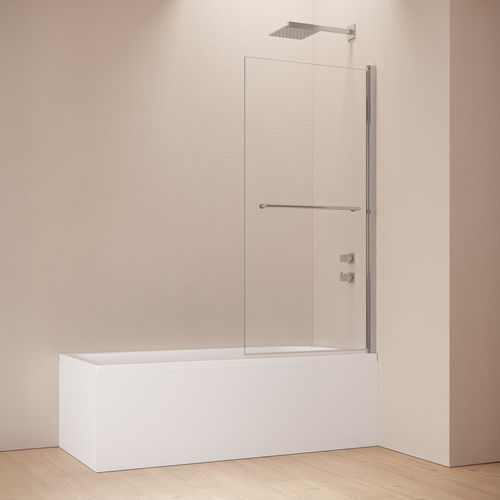 Einflügeliger Badewannen-Duschwand - HINGED WALL WITH TOWEL HOLDER B8675 - SAMO - links / rechts / Hartglas