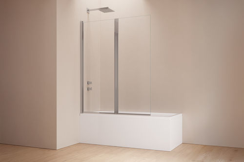 Faltbarer Badewannen-Duschwand - BH - SAMO - Hartglas / 2 Paneele / Milchglas