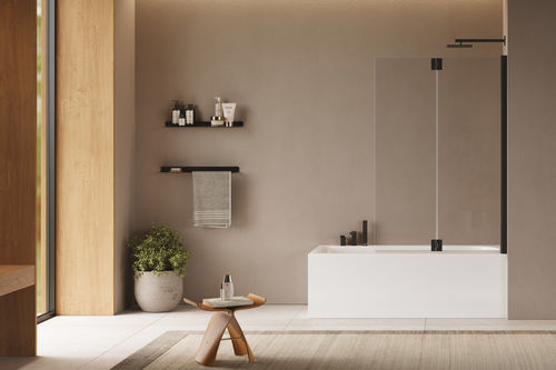 Faltbarer Badewannen-Duschwand - B861 series - SAMO - Hartglas / 2 Paneele / satiniertes Glas