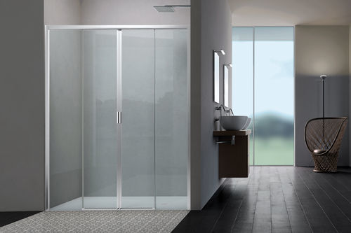 Festinstallierte Duschwand - AMERICA QUATTRO SP - SAMO - Hartglas / Transparentglas / satiniert