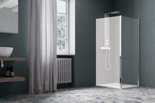 Festinstallierte Duschwand - AMERICA QUATTRO SP - SAMO - für Eckeinbau / Hartglas / satiniertes Glas