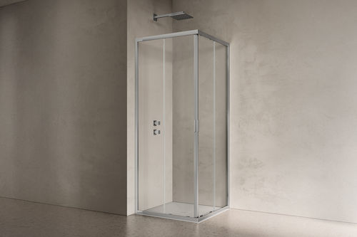 Einflügelige Duschwand - AMERICA QUATTRO - SAMO - für Eckeinbau / Hartglas / Transparentglas