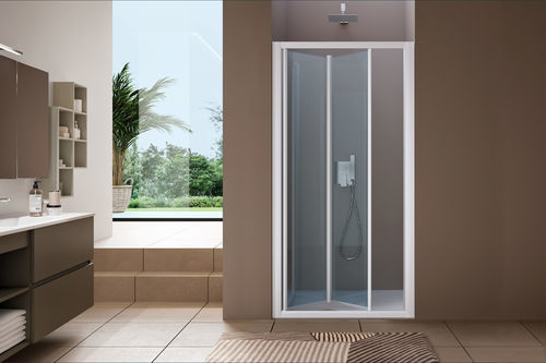 Faltbare Duschwand - AMERICA QUATTRO - SAMO - Hartglas / Transparentglas / Milchglas