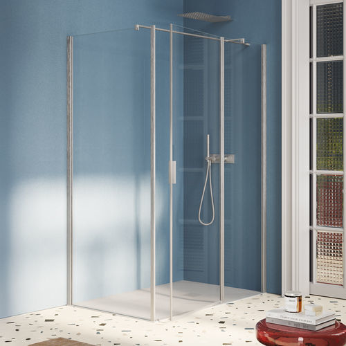 Glas-Duschkabine - POLARIS SUPER - SAMO - mit Flügeltür / für Eckeinbau / satiniertes Glas