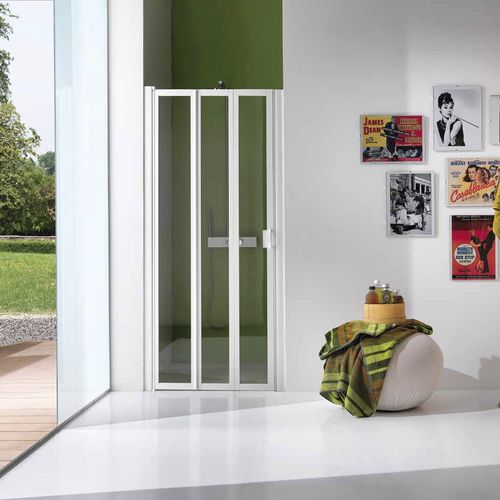 Faltbare Duschwand - B3512 - SAMO - für Nischen / Hartglas / Transparentglas