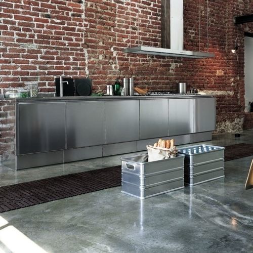 Moderne Küche - E5 - Tisettanta - Edelstahl / großformatig / ohne Griff