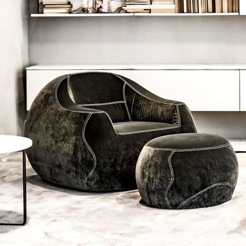 Moderner Sessel - BUBBLE - Tisettanta - Stoff / Leder / Metall