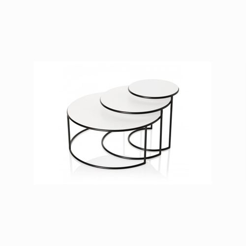 Moderner Satztisch - NAOS - Tisettanta - lackiertes Metall / Gestell aus Metall / rund