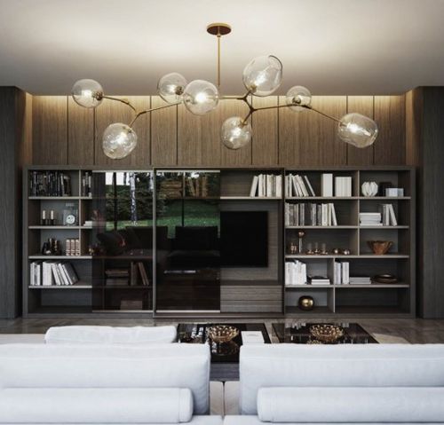 Moderne Wohnwand - METROPOLIS  - Tisettanta - Holz / lackiertes Holz / mit Regal