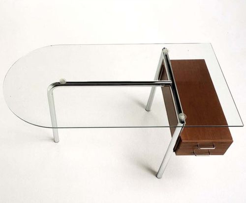 Hartglas-Schreibtisch - MIRTO - Tisettanta - bodenstehend / modern / Holz