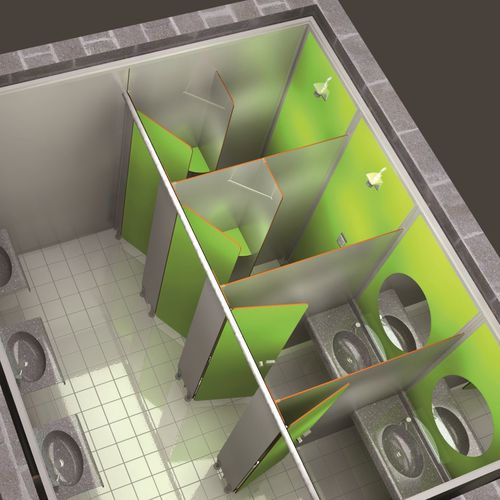 Laminat-Sanitärkabine - BATI-COMPACT - SANITEC - PAREO - für Toiletten / für Kindergarten / für öffentliche Einrichtungen