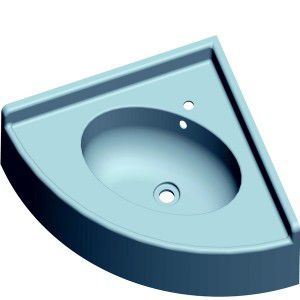 Wand-Waschbecken - SANIVASQUE - SANITEC - PAREO - Harz / für Eckeinbau / 1-Loch