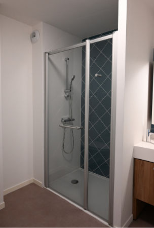 Einflügelige Duschwand - SELINI TYPE C/D - SANITEC - PAREO - für Nischen / Hartglas / Transparentglas
