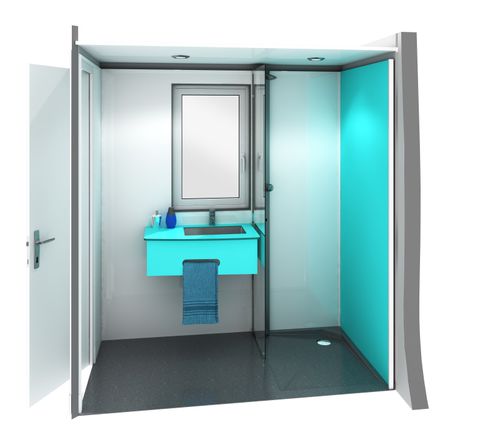 Laminat-Sanitärkabine - COMPAX HPA - SANITEC - PAREO - Glas / Polyester / für Toiletten