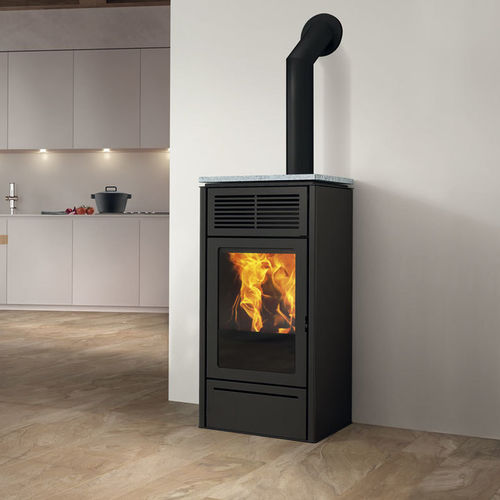 Pelletkaminofen - SLIDE2 5 UP - EDILKAMIN - 5 kW...10 kW / 0 - 5 kW / freistehend